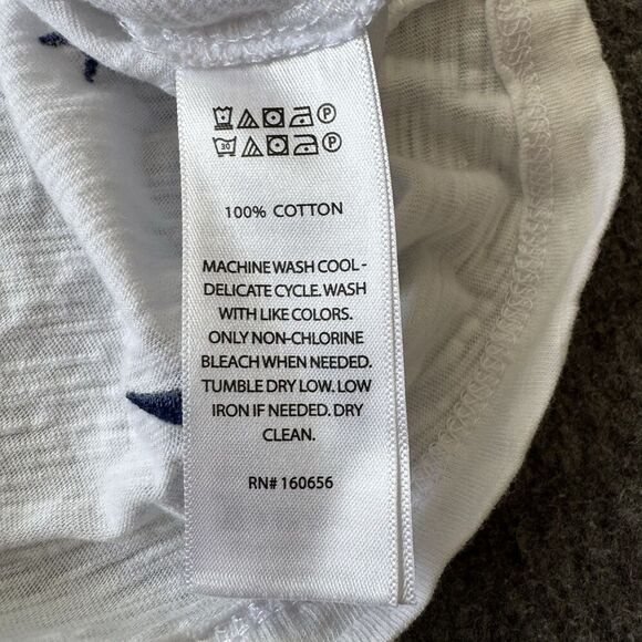 CYNTHIA ROWLEY Blue Stars Embroidered Crew Neck White Tee SMALL Americana - Picture 4 of 6